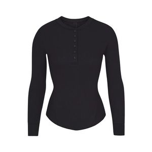 Skims Cotton Rib Henley Long Sleeve - XXS